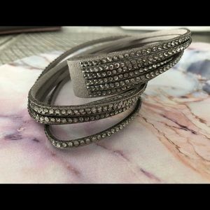 Suede crystal wrap bracelet